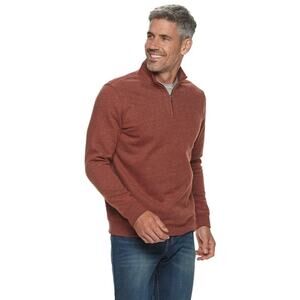 Croft & Barrow Burnt Orange Rust Cotton Blend Quarter Zip Pullover Sweater — L
